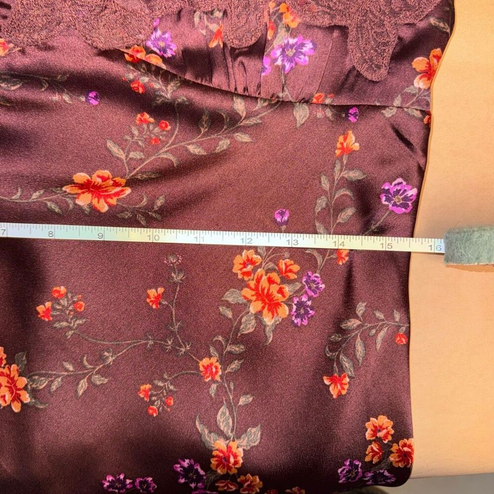 Free People Sz L Butterfly Babe Maxi Dress Floral Satin Lace Cutout Burgundy Pur - Picture 14 of 15